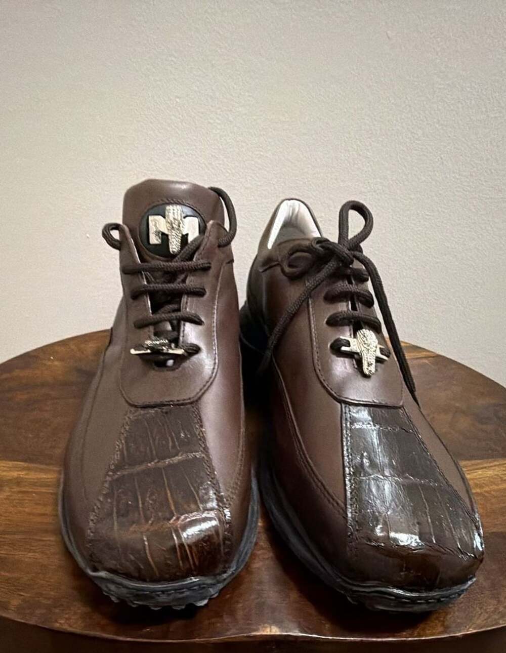 Mauri Brown Nappa & Croco Leather Casual Sneakers Model 8900/2